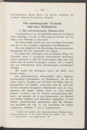 1. Die astronomischen Ephemeriden.