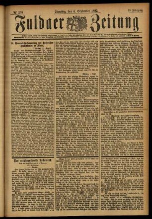 Ausgabe vom Dienstag, den 06. September 1892.
