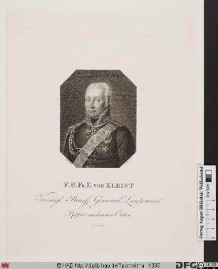 Bildnis Friedrich Heinrich Ferdinand Emil Kleist (von Nollendorf) (1814 Graf)