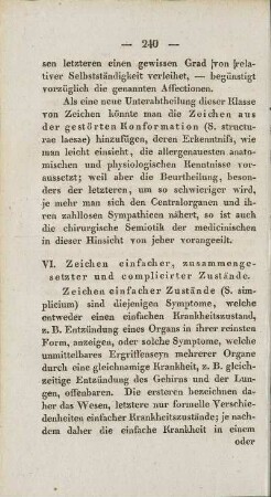 VI. Zeichen einfacher, zusammengesetzter und complicirter Zustände.