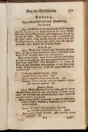 Anhang. Von den zurückkehrenden Fürwörtern. Reciproca.