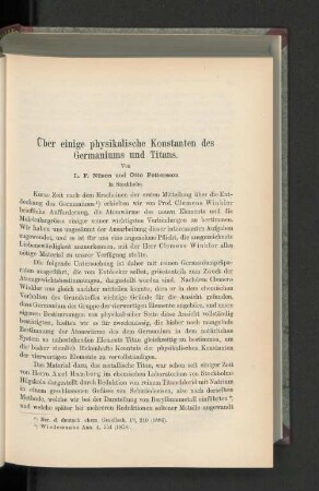 Über einige physikalische Konstanten des Germaniums und Titans.