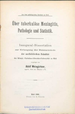 Über tuberkulöse Meningitis, Pathologie und Statistik