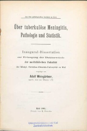 Über tuberkulöse Meningitis, Pathologie und Statistik