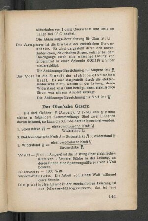 Das Ohm'sche Gesetz.