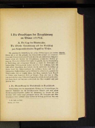 I. Die Grundlagen der Kriegsführung im Winter 1917/18.