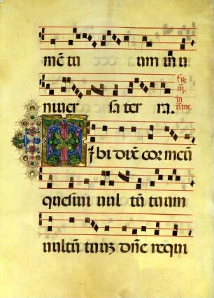 Blatt aus einem Chorbuch mit Initiale T