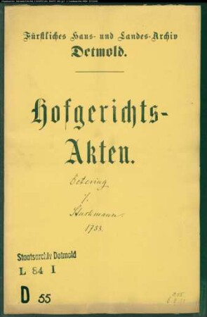 Detering, Amtsrat gegen Stuckmann zu Biemsen - Schuldforderung