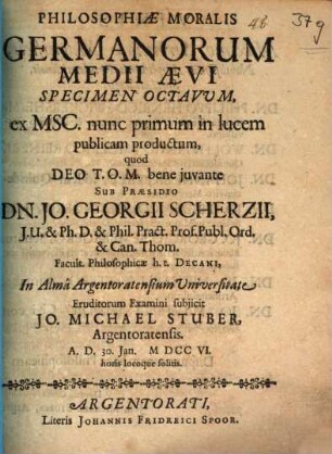 Philosophiae moralis Germanorum medii aevi specimen octavum : ex msc. nunc primum in lucem publicam productum