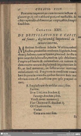 Curatio XXIV. De Destillatione E Capite ad fauces, ...
