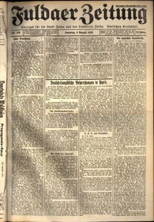 Erste Ausgabe vom Samstag, den 04. August 1928.