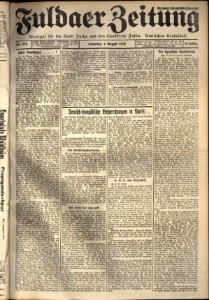 Erste Ausgabe vom Samstag, den 04. August 1928.