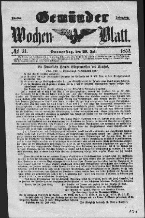 Gemünder Wochenblatt. 1852-1853