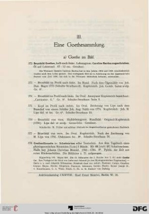 III. Eine Goethesammlung (Nr. 372-427)