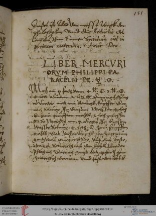 Paracelsus, ‘Liber mercuriorum’, dt.