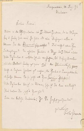 Richard Strauss (1864-1949) Sammlung: Briefe von Richard Strauss an Otto Singer - BSB Ana 330.I. Singer, Otto