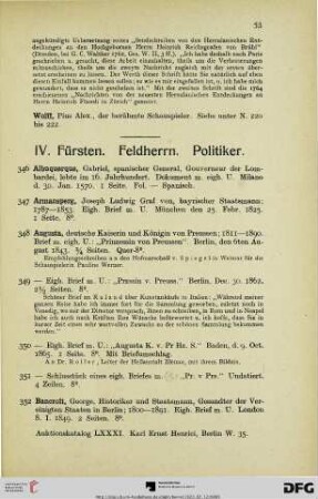 IV. Fürsten. Feldherrn. Politiker (Nr. 346-495)