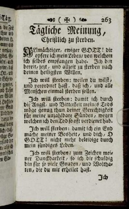 Tägliche Meinung/ Christlich zu sterben.