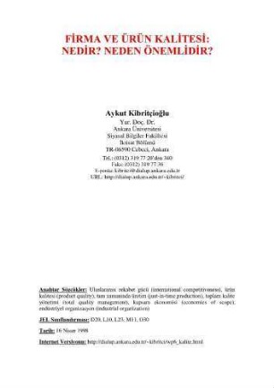 Firma ve Ürün Kalitesi : Nedir? Neden Önemlidir?
