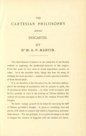 The Cartesian philosophy before Descartes by Dr. W. A. P. Martin