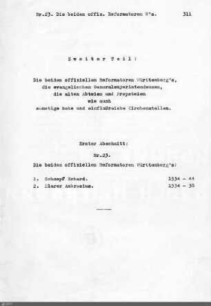 Reformatoren, Generalsuperintendenten, Abteien, Propsteien