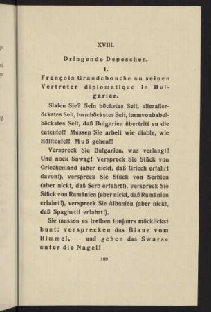 109-113, XVIII. Dringende Depeschen