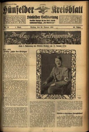 Erste Ausgabe vom Freitag, den 28. Januar 1938.