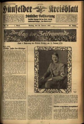 Erste Ausgabe vom Freitag, den 28. Januar 1938.