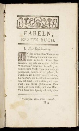 Fabeln, Erstes Buch.