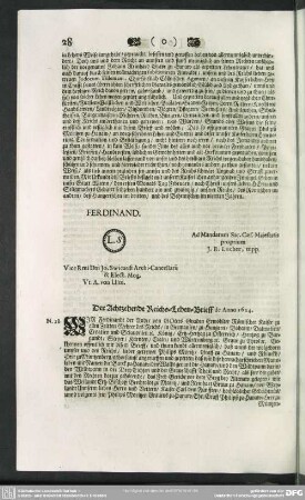 N.18. Der Achtzehede Reichs-Lehen-Brieff de Anno 1624