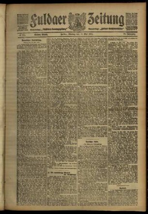 Erste Ausgabe vom Montag, den 20. Mai 1912.