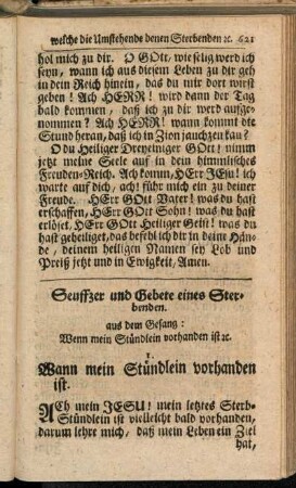 Seuffzer und Gebete eines Sterbenden.