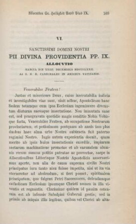 109-115 Allocution Sr. Heiligkeit Papst Pius IX. vom 23. December 1872