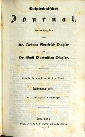 Polytechnisches Journal. 131. 1854
