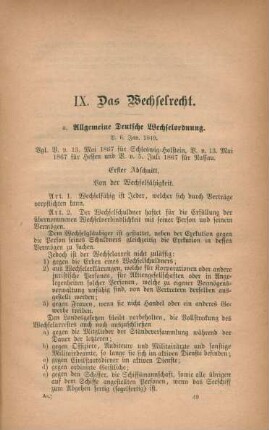 IX. Das Wechselrecht.