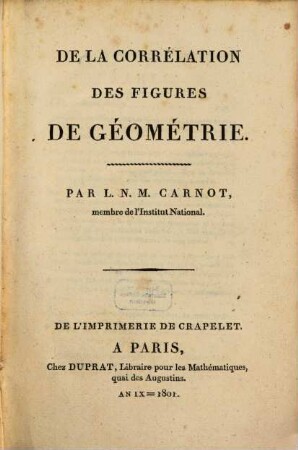 De la Correlation des figures de Géométrie