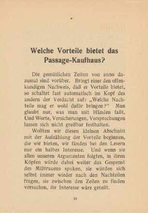 Welche Vorteile bietet das Passage-Kaufhaus?