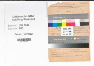 Entnazifizierung Hermann Brase , geb. 24.04.1905 (Bankbeamter)