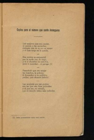 Coplas para el número que canta Amarguras