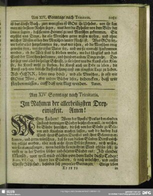 Am XIV. Sonntage nach Trinitatis