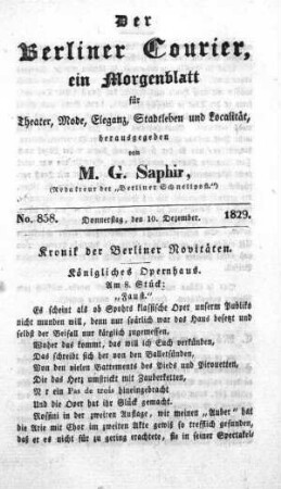 No. 858, Donnerstag, den 10. Dezember 1829