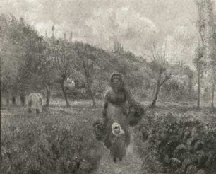 Der Garten in Eragny (1880, bezeichnet links unten: "C. Pissarro 80"; Leinwand; 0,455 x 0,55 m; Nationalgalerie Prag)