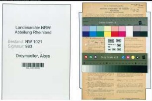 Entnazifizierung Aloys Dreymueller , geb. 12.04.1895 (Justizsekretaer)