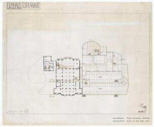Wettbewerb Filmhaus Esplanade (nicht realisiert), 1. Rang – Grundriss 1. UG. Berlin-Tiergarten, Potsdamer Platz 2