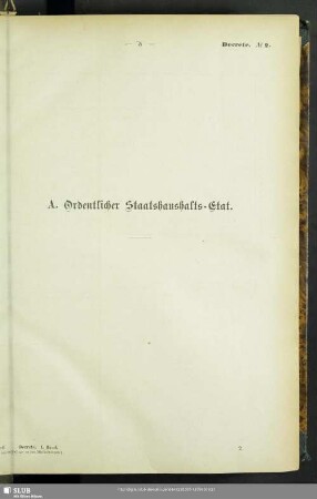 A. Ordentlicher Staatshaushalts-Etat