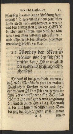 11 Worbey der Mensch erkennen und bey sich selbst prüfen kan/ Ob er ein glied der wahren Christlichen Kirchen sey?