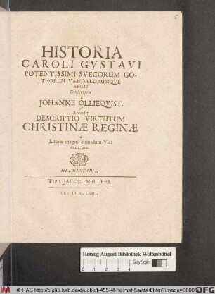 Historia Caroli Gustavi Potentissimi Suecorum Gothorum Vandalorumque Regis