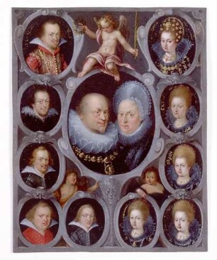 Herzog Friedrich I. und Herzogin Sibylla von Württemberg mit ihren Kindern