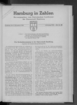 Die Bodenbenutzung in der Hansestadt Hamburg : Ergebnisse der Bodenbenutzungserhebung 1950