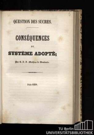 Question des sucres : conséquences du système adopté